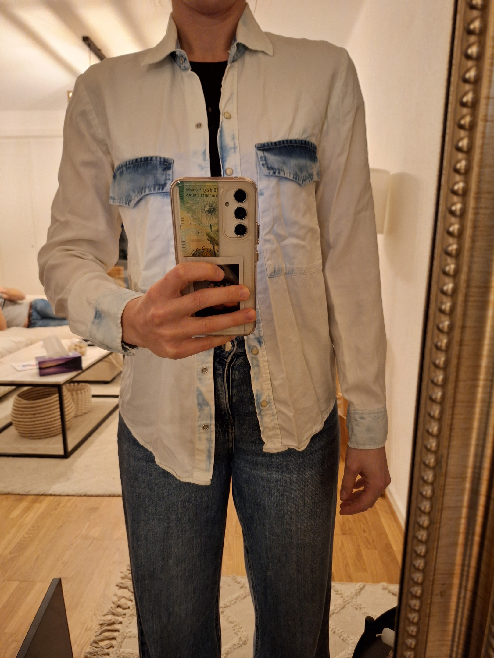 Faded white denim shirt