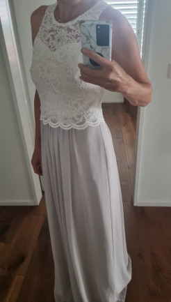 Beautiful Ivory Silver Swing dress with lace 38/40