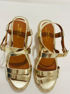 Ralph Lauren Keil-Sandalen - Gold Sabrina Wedge - Größe 37