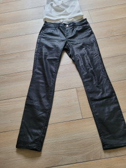 Pantalon noir effet simili 