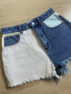 Abrand pastel patchwork denim shorts