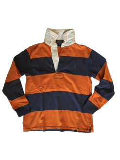 RL polo shirt orange stripes navy blue