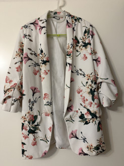 Blazer fleuri blanc