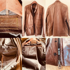 Veste Massimo Dutti en cuir véritable - couleur marron