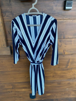 Striped midi-length dress