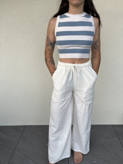 Pantalon en lin blanc cassé 