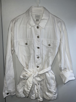 White jeans jacket with belt