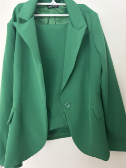 Green blazer and trouser set