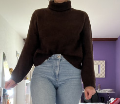 Brown turtleneck jumper