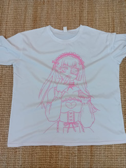 T-Shirt large blanc et rose