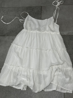 Short white flared summer dress