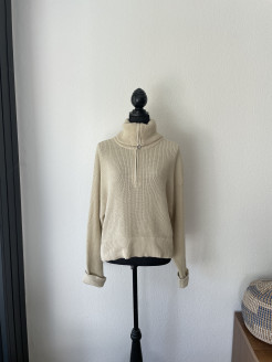 ✨KOSTENLIEFERUNG✨Beige Monki Pullover mit Reißverschluss und Rollkragen Größe L