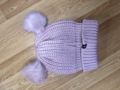 Pink hat with 2 pompoms