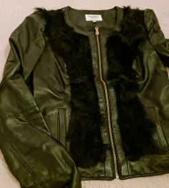 Black leather jacket with real fur bershka