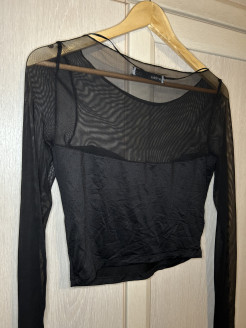 Black top with sheer detail