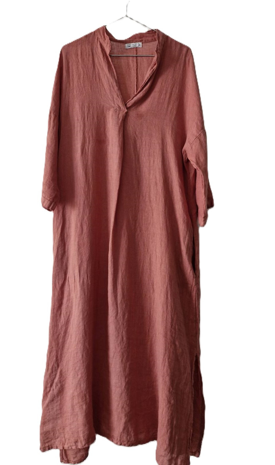 Unbranded Dusty Rose Rose robe midi 100% lin (L/XL)