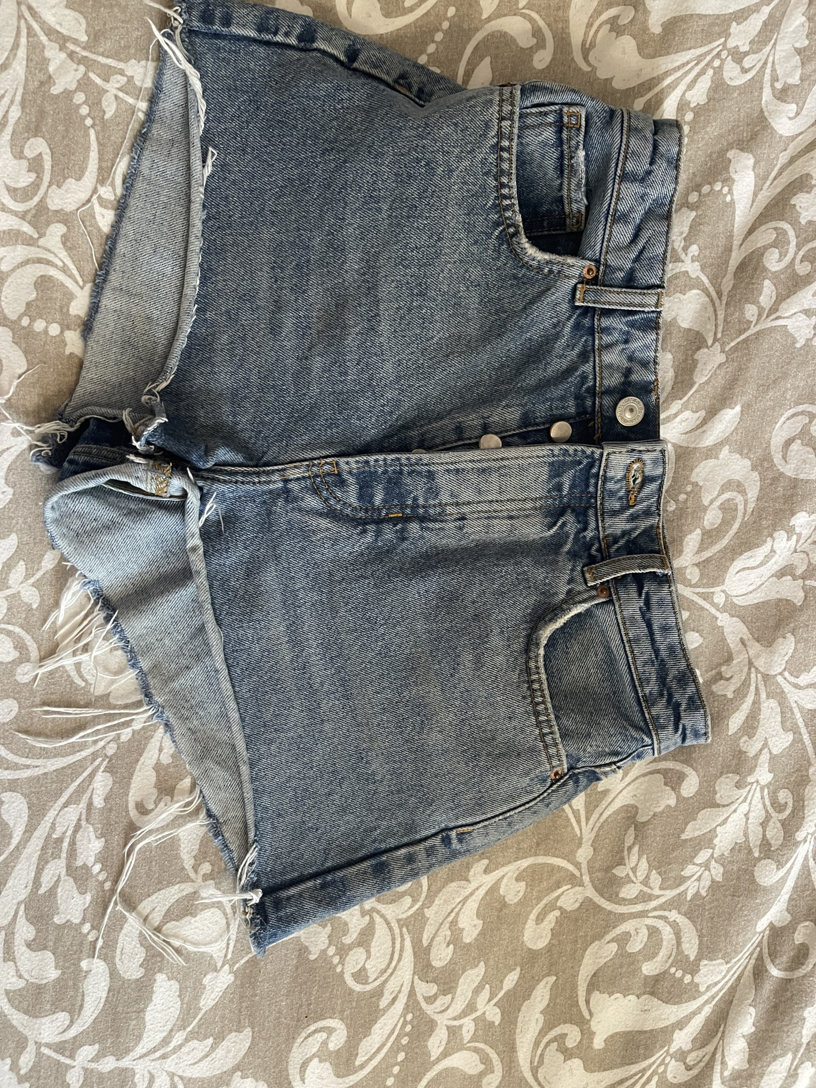 High-waisted denim shorts