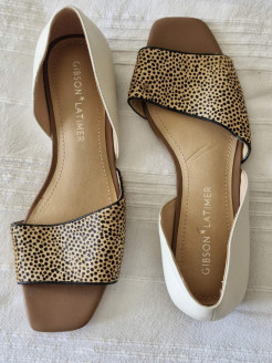 New Gibson Latimer Women Beige Brown Calf Hair Cheetah Print (US 9.5M)