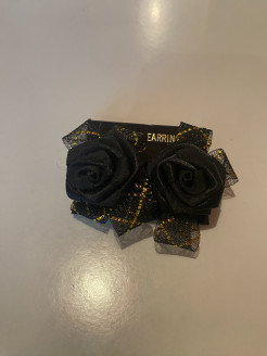 Black rose clips with black tulle and gold sequins