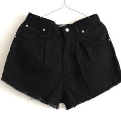 Black oversized denim shorts