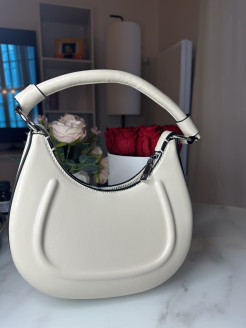 Creamy white bag with pearl hance - new