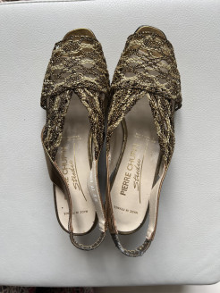 Retro gold heeled sandals