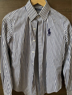 Ralph Lauren navy blue striped shirt