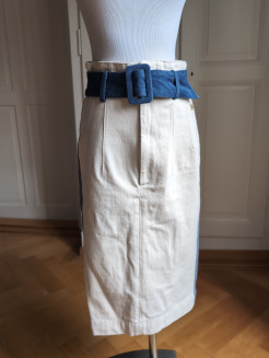 Two-tone denim skirt