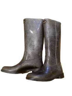 Grey glitter rain boots