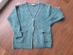 Long knitted gillet - green