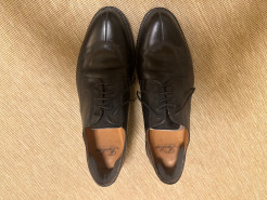 Italian leather shoes, black Derby style, size 44