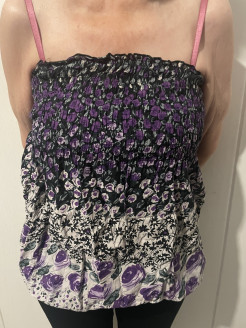 Purple floral bustier top