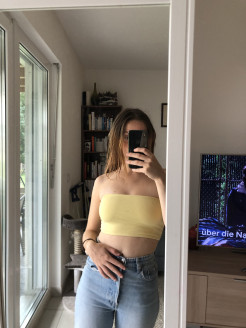 Yellow bandeau top