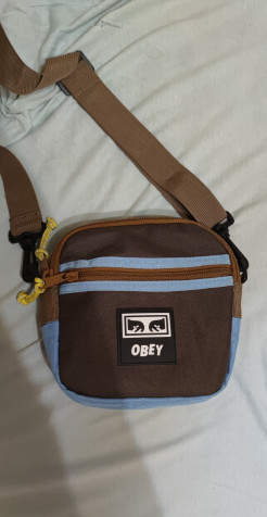 Blue and brown OBEY bag