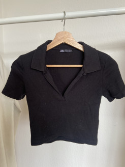 Black crop top polo