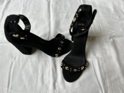 Black studded heeled sandals