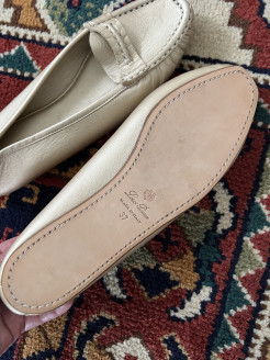 New loro piana leather ballerinas