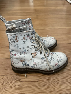 Dr Marten white floral boots