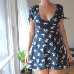 Short blue dress with flowers