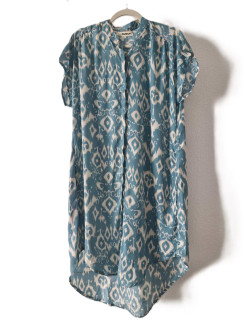 New Mandum Silk Mix Shirtdress Blue Ikat (US 12/FR 44)