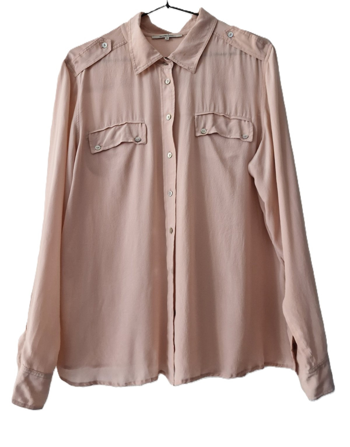 Gerard Darel Pink Blouse à manches longues 100% soie (FR 46/ L)