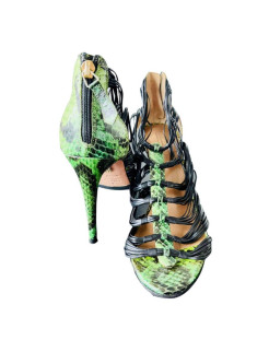 Wunderschöne Aquazzura Sandale (Pumps) "Green and Black Snakesken" Neuware