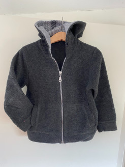 Warm grey hooded fleece waistcoat