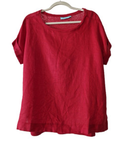 Brand New Fuschia illusion women french linen t shirt (M)