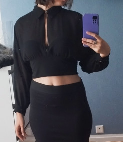 Black sheer blouse size S-M