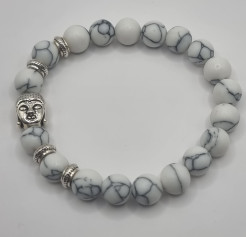 Silver Tibet Buddha white turquoise gemstone bracelet