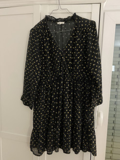 Robe noire a pois doré et blanc