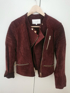 100% suede jacket, plum colour