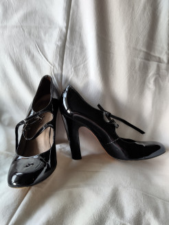 Kate Kuba Black Patent Mary-Jane High Heels