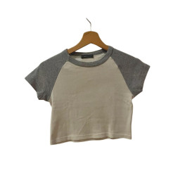 Brandy Melville Baseball Top / Haut Gris et Blanc